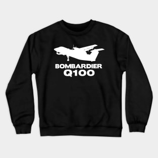 Bombardier Q100 Silhouette Print (White) Crewneck Sweatshirt